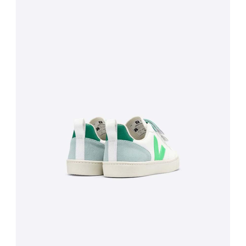 Veja V-10 CHROMEFREE Kids' Shoes White/Green | NZ 741MQZ